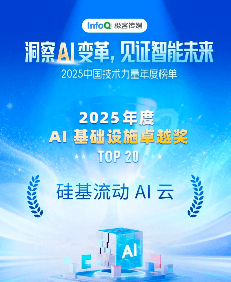硅基流动AI云荣获InfoQ极客传媒2025中国技术力量年度榜单AI基础设施卓越奖TOP20